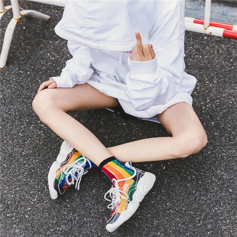 SP & CITY/женские короткие носки в радужную полоску с рисунком уличные стильные хип