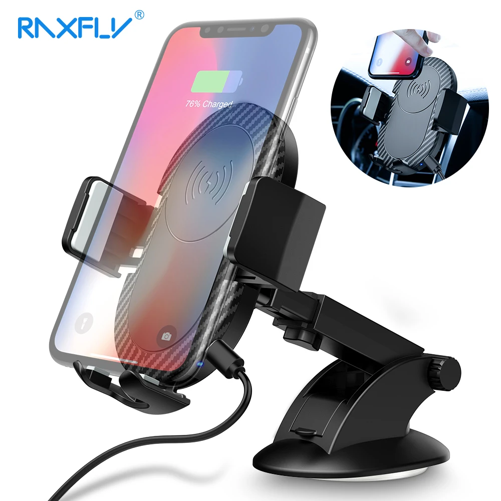 RAXFLY автомобильное беспроводное зарядное устройство для iPhone X 8 7 Plus 10 Вт Быстрое Qi