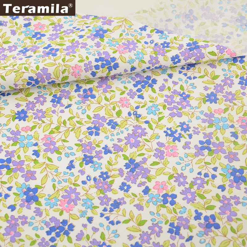 News 100% Cotton Fabric Twill Fat Quarter Purple and Blue Floral Designs Home Textile Material Patchwork Sewing Tecido | Дом и сад