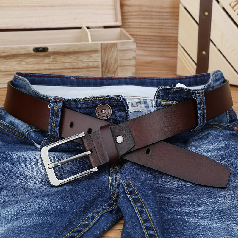 Мужской ремень из натуральной кожи с пряжкой 1935|pin buckle mens belt|leather belts for mengenuine leather