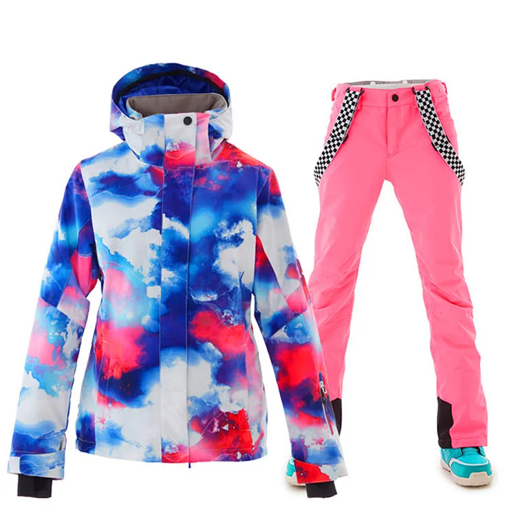 jacket pants d Зимняя Лыжная куртка для женщин, ветрозащитная, водонепроницаемая, для сноубординга, наборы для альпинизма, для снежного катания на лыжах, женский дизайн, большой размер, для кемпинга, походов, костюм - Цвет: jacket pants d