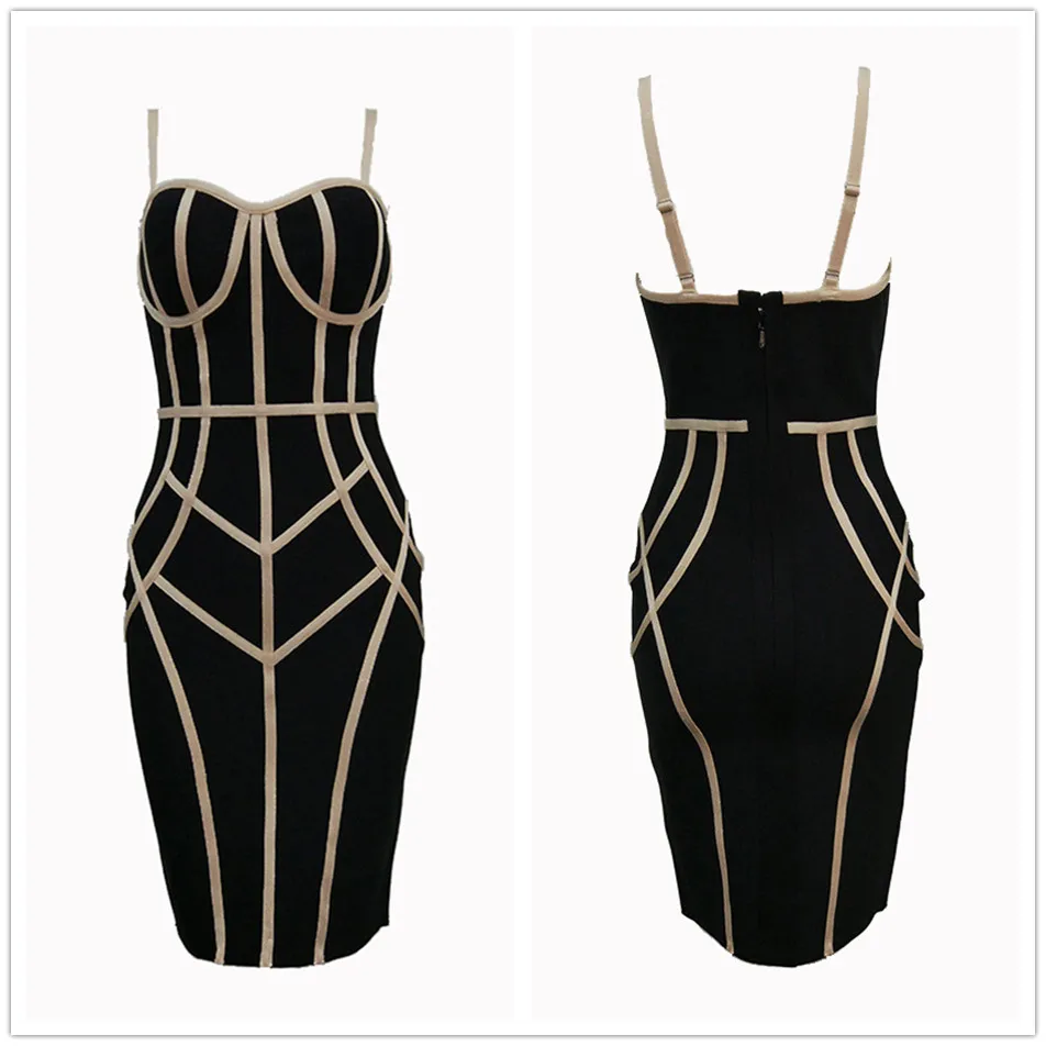 Новое летнее облегающее Бандажное платье для женщин Vestido сексуальное платье на бретельках без рукавов Клубное популярное вечернее платье для знаменитостей