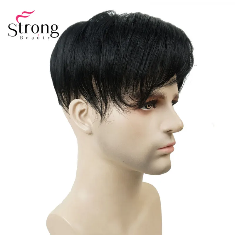 StrongBeauty Мужская парика-накладка синтетические волосы короткие волосы для наращивания волос