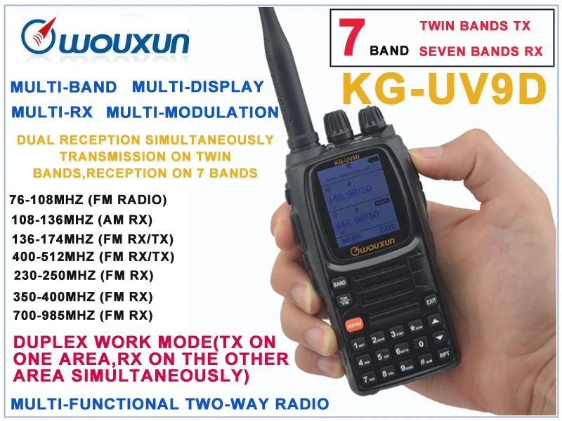 WOUXUN walkie talkie KG-UV9D VHF136-174MHz&UHF400-512MHz Dual Band Radio(Duplex Mode)TWIN BANDS TX,SEVEN BANDS RX
