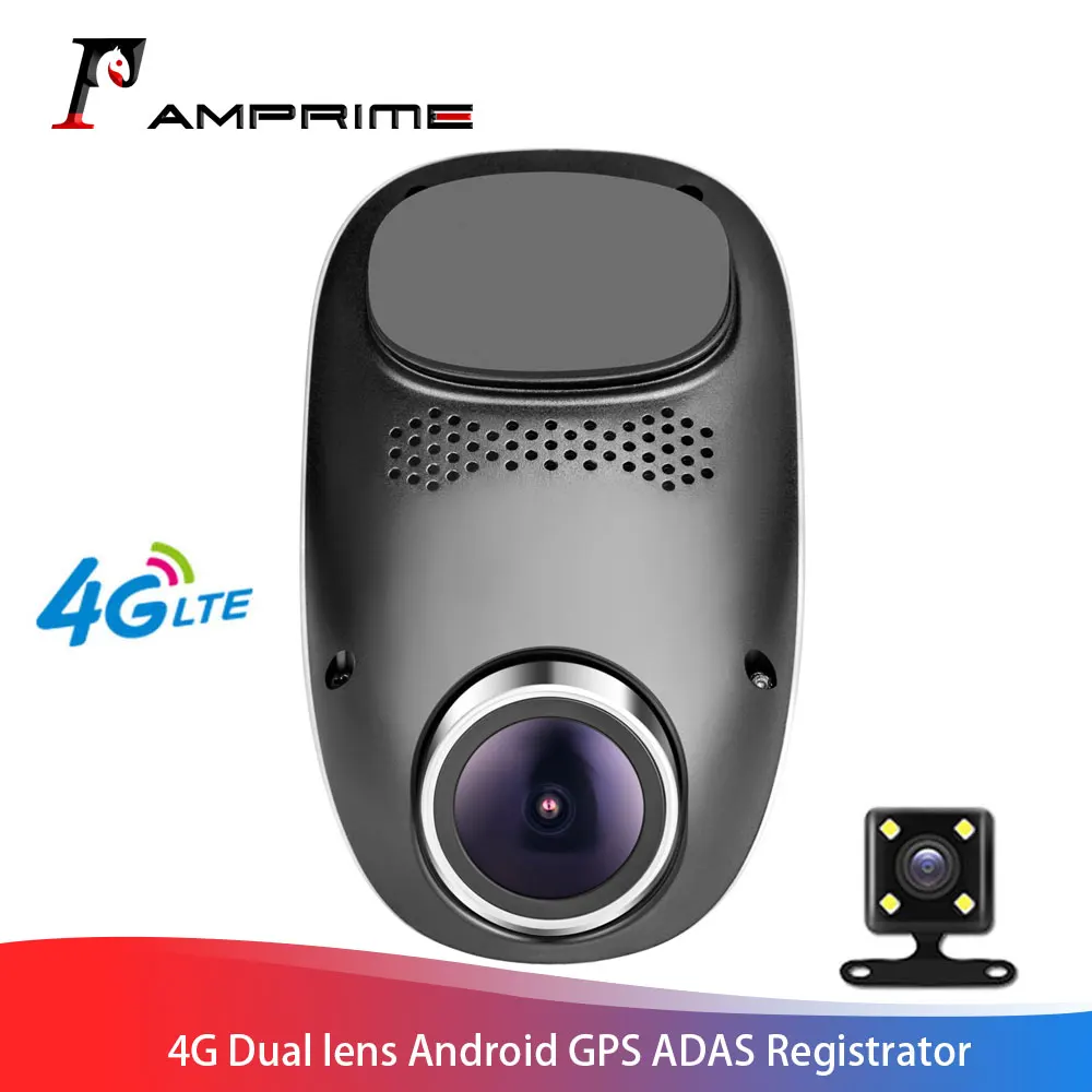 AMPrime 4G Android Dash камера gps ADAS регистратор двойной объектив FHD Мини Автомобильный