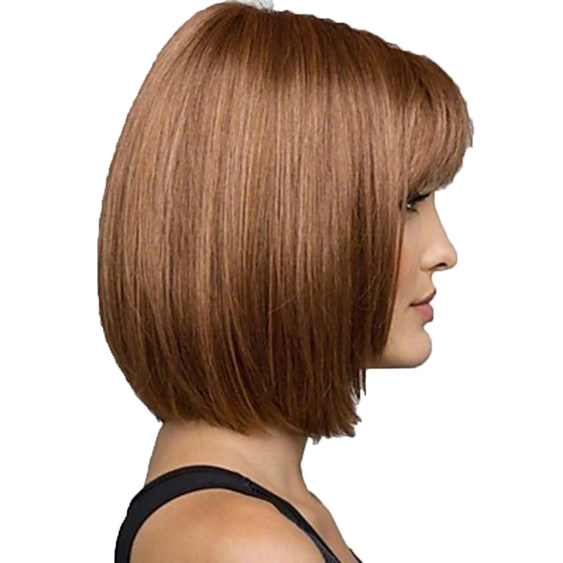 HAIRJOY Женские синтетические парики коричневый короткий прямой Боб Прическа термостойкий Полный парик волос