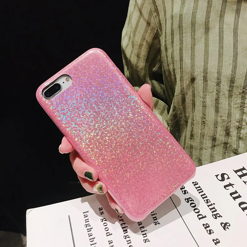 Роскошный цветной чехол для телефона с лазерным блеском iPhone X XR XS Max блестящие