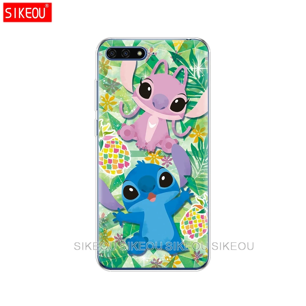 Silicone Cover Phone Case For Huawei Honor 7A PRO 7C Y5 Y6 Y7 Y9 2017 2018 Prime cute cartoon Lilo Stitch |