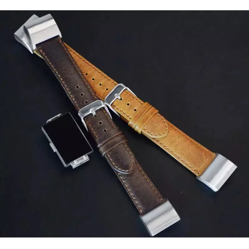 

DAHASE Retro Replacement Genuine Leather Watch Band Bracelet Wrist Strap for Fitbit Charge 2 Band Brown Coffee Color Available