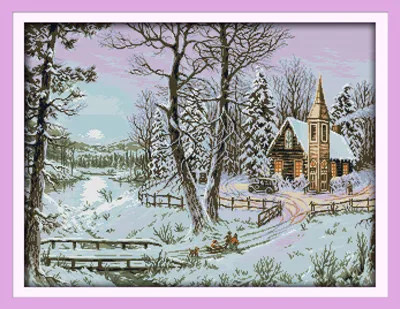 Oneroom Snowscape Scenery DIY Набор для вышивания крестиком 11CT 14CT DMC Счетный Набор для вышивания крестиком ручной работы - Цвет: The winter snowscape