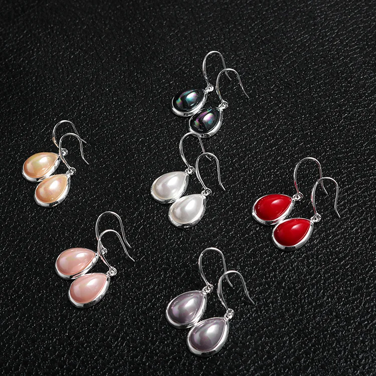 Vintage OL S925 Sterling Silver Shell Pear Water Drop Dangle Earrings Women's Width 13 Length 33mm | Украшения и аксессуары