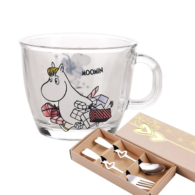 Folk D Moomin Новая мода мультфильм посуда для напитков младенцев стеклянный водный напиток Стакан Кружка прозрачная стеклянная ручка 210 мл стеклянная чашка безопасная Милая кружка - Цвет: Folk D
