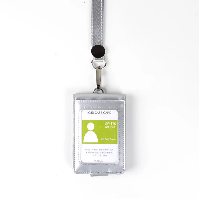 

Nahoo candy color identity badge holder exhibition staff card lanyard id nurse badge holder leather bank credit business card