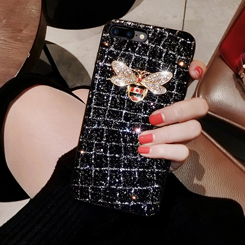 Роскошный бренд bee diamond Блестящий милый мягкий чехол для iphone 5 S 6 7 8 plus X XR
