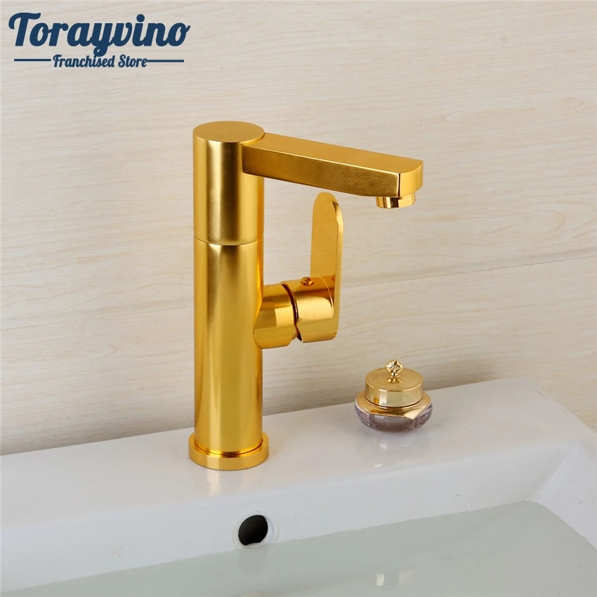 

Torayvino Bathroom Luxury Basin Faucet 4 Color Basin Faucet Space Aluminium Metal Materials Single Handle Deck Mounted Faucet