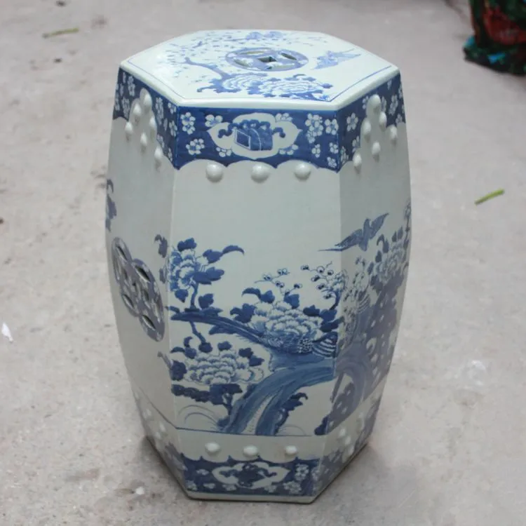 Новый китайский фарфор Цзиндэчжэнь керамический барабанный стул призматический
