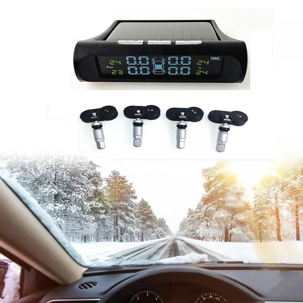 Солнечная Автомобильная TPMS Система Сброса Давления в Шинах Контроля Внутри