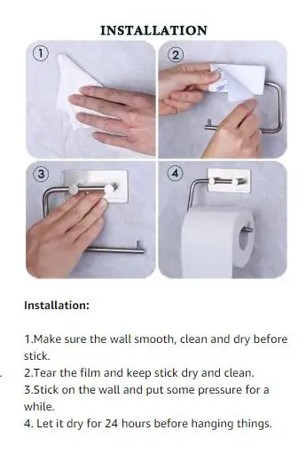 Self Adhesive Toilet Paper Holder SUS 304 Stainless Steel Tissue Roll Hanger No Drill Heavy Duty Waterproof Modern Wall Mounted |