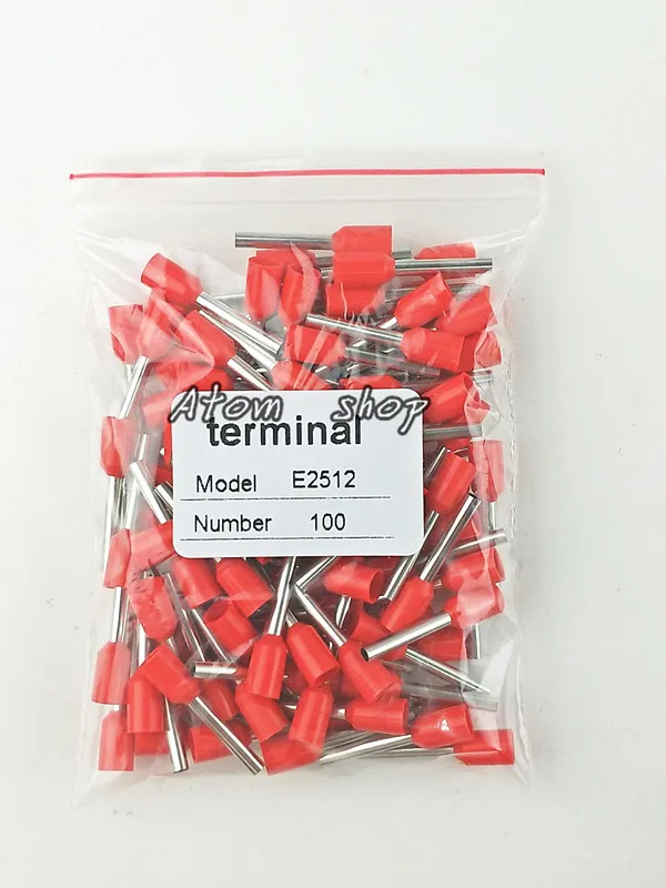 100 шт. E2512 14 AWG 2.5mm2 изолированный конец шнура клеммный блок провода наконечники