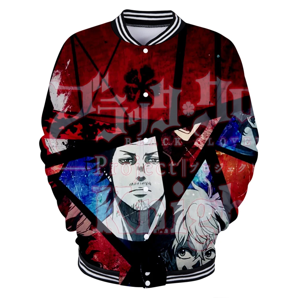 Бейсбольная куртка с длинным рукавом и 3D принтом волшебного императора черного