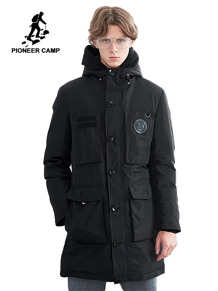 Pioneer Camp теплый длинный пуховик Мужская брендовая одежда зимний супер белый
