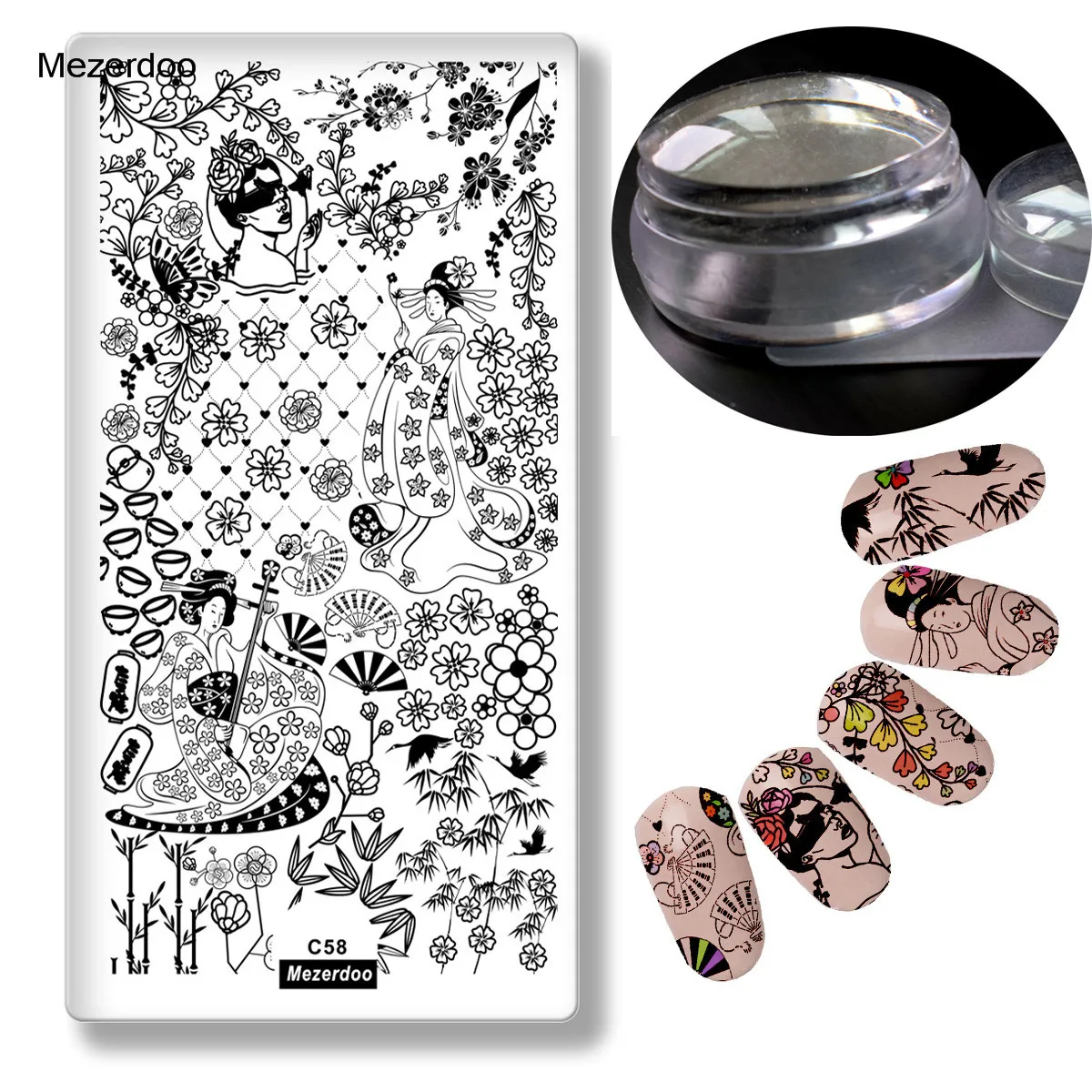MC58 Stamper sets Набор стемперов для ногтей, желе, набор для тиснения, различные дизайнерские штампы для ногтей, изображения, металлические шаблоны, 3D художественное оформление ногтей, стемпер - Цвет: MC58 Stamper sets