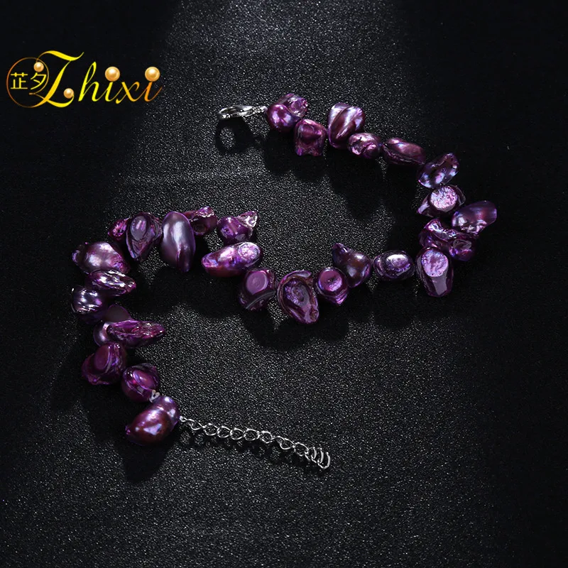 [ZHIXI] Φ настоящий пресноводный жемчуг украшения модный вечерние для женщин