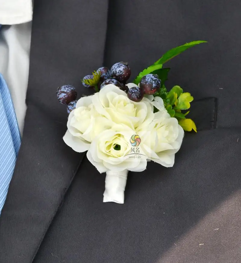 Color4 Boutonniere 1 шт., ручная работа, бутоньерка для жениха или невесты, подружки невесты, для женщин, на запястье, искусственные цветы, корсажи, цветок розы - Цвет: Color4 Boutonniere