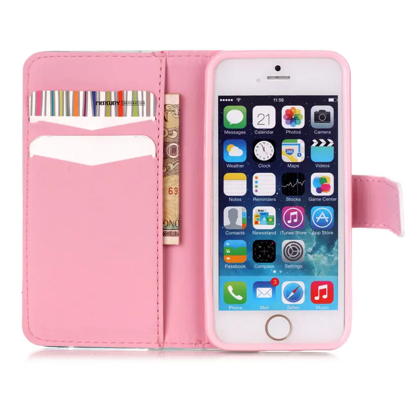 Кожаный чехол для телефона, женский кошелек, сумка для apple iPhone 5, 5S, SE, 6, 6s Plus, слот для карт, чехол-книжка, Магнитный Флип, Fundas, Бабочка, D10Z