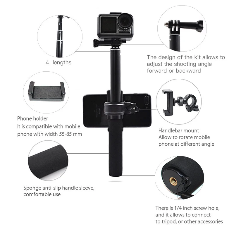 Startrc Osmo action 94 см селфи палка телескопическая штанга с держателем для смартфона ABS