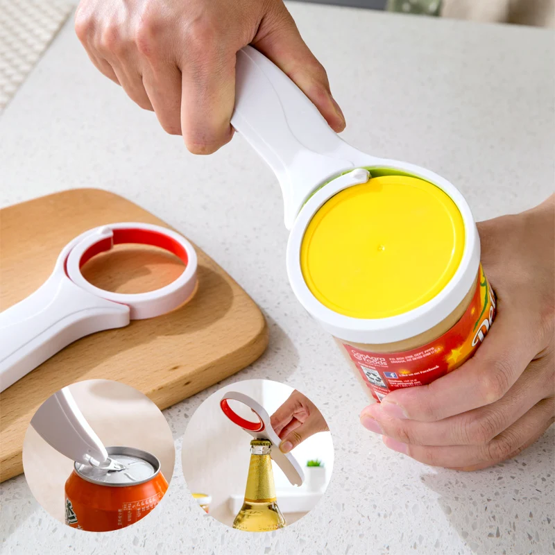 

New Adjustable size bottle opener ring design lid opener manual can opener for canned milk food kitchen accessories
