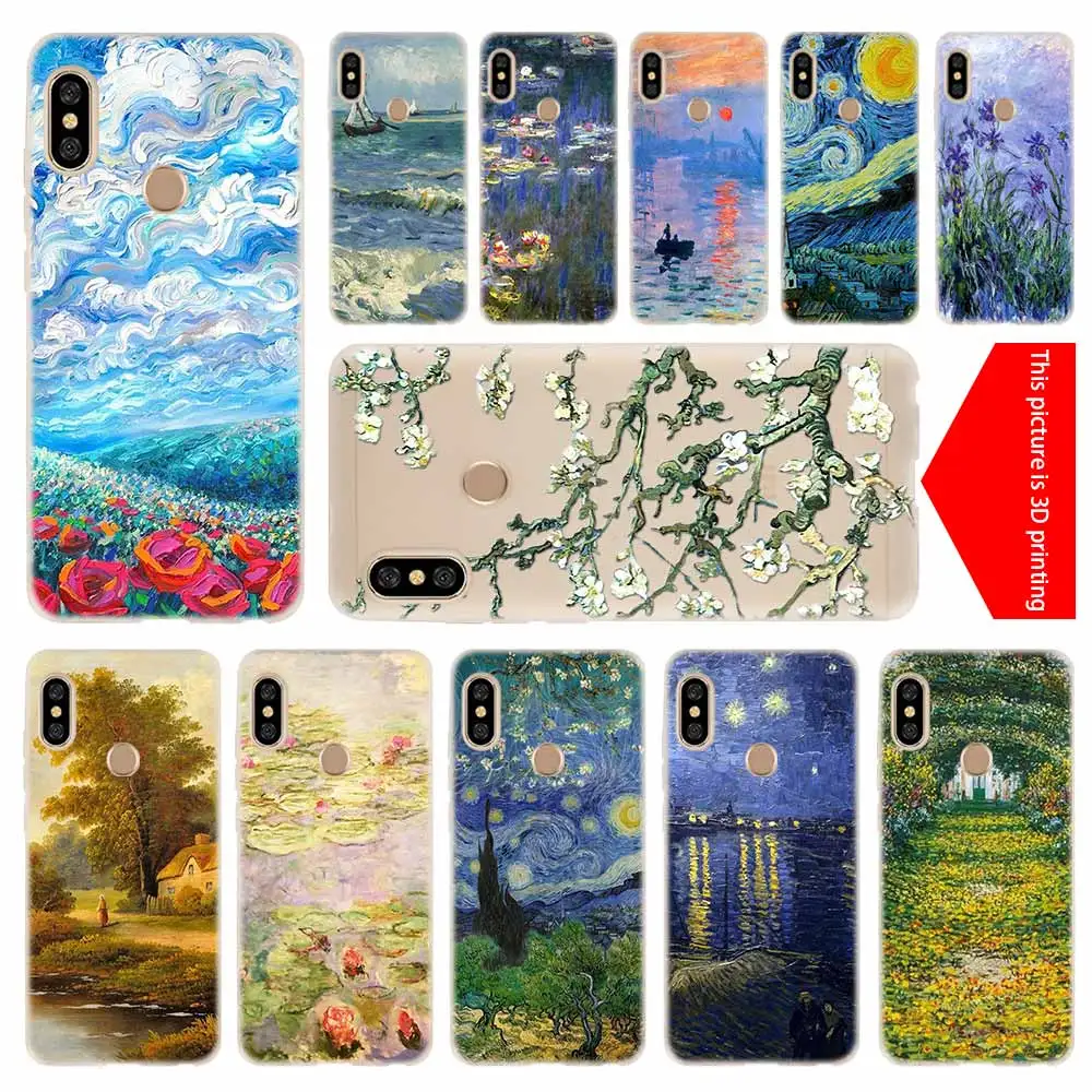 Новый силиконовый прозрачный мягкий чехол Monet из ТПУ с садовым лотосом для Xiaomi Redmi