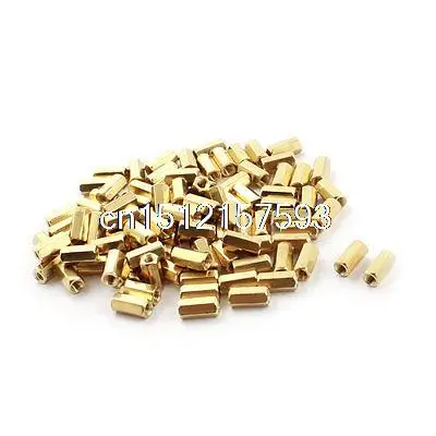 

100Pcs M3x10mm Gold Tone Brass Pillar PCB Standoff Hexagonal Nut Spacer