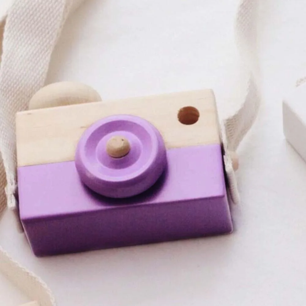 

Cute Mini Wooden Camera Toy Cartoon Baby Toy Kids Creative Neck Camera Photography Prop Decoration Children Playing House Tool