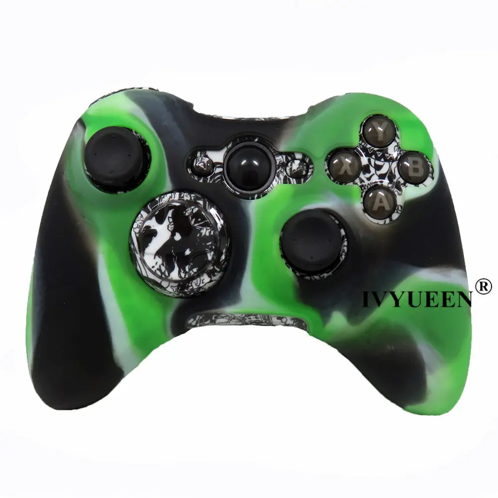 Green Camo IVYUEEN силиконовый защитный чехол для microsoft Xbox 360 беспроводной/проводной контроллер+ палочки для большого пальца - Цвет: Green Camo