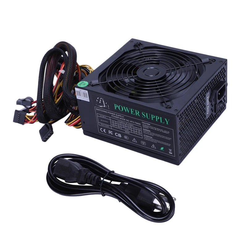 200-260 В Макс 650 Вт блок питания Psu Pfc 14 см бесшумный вентилятор 24Pin 12В ПК компьютер Sata
