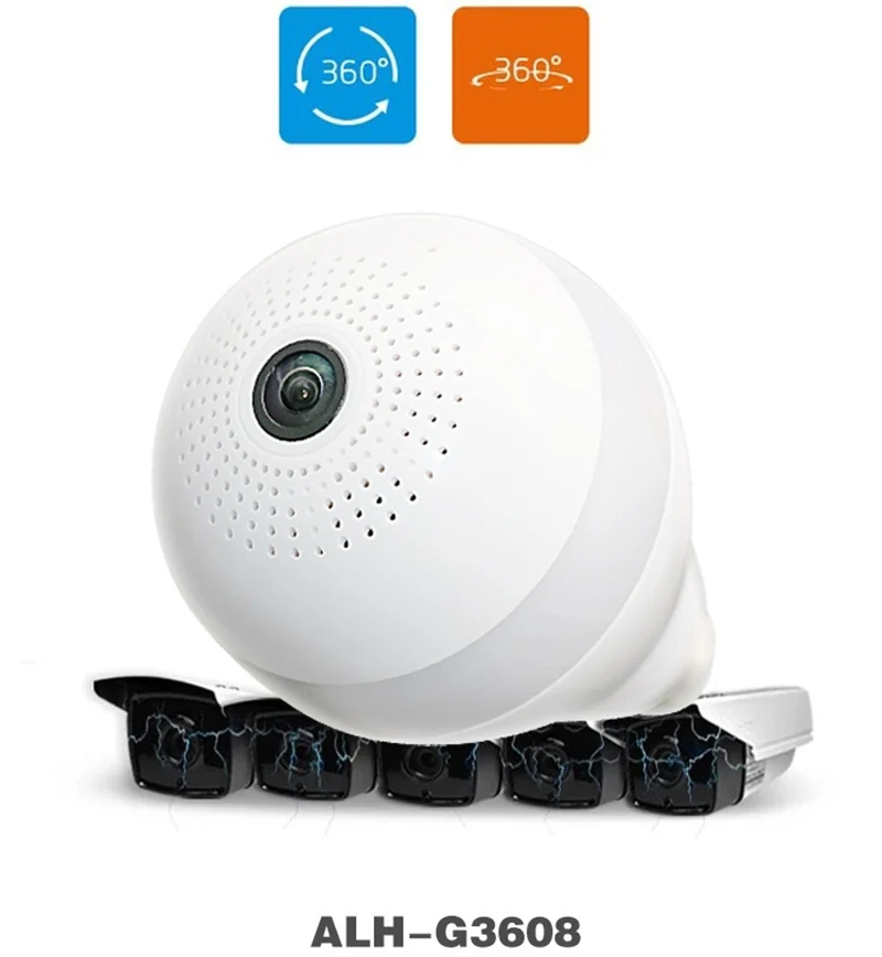 220V E27 Светодиодный светильник с wifi 3W рыбий глаз для наблюдения, 360 градусов панорамная камера наблюдения 2.0MP 3.0MP 1080P ночного видения