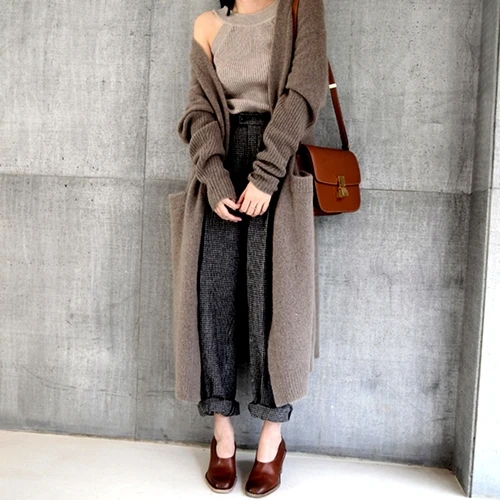 Trendy Women Knitted Sweater Open Stitch Long Cardigan Casual Batwing Sleeve Korean Womens Gardigan Autumn |
