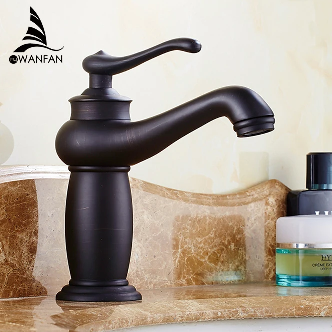 Смеситель черный латунь лампа Форма Ванная комната раковина кран с одной ручкой
