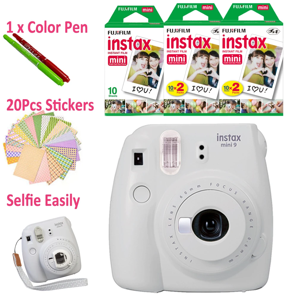 Fujifilm Instax Mini 9 мгновенная камера дымчато белая + 50 фотографий Fuji instant 8 рамка пленка