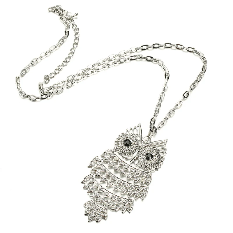 Цепочка с подвеской в виде большой совы для женщин|stone drop|owl pendantowl pendant necklace |