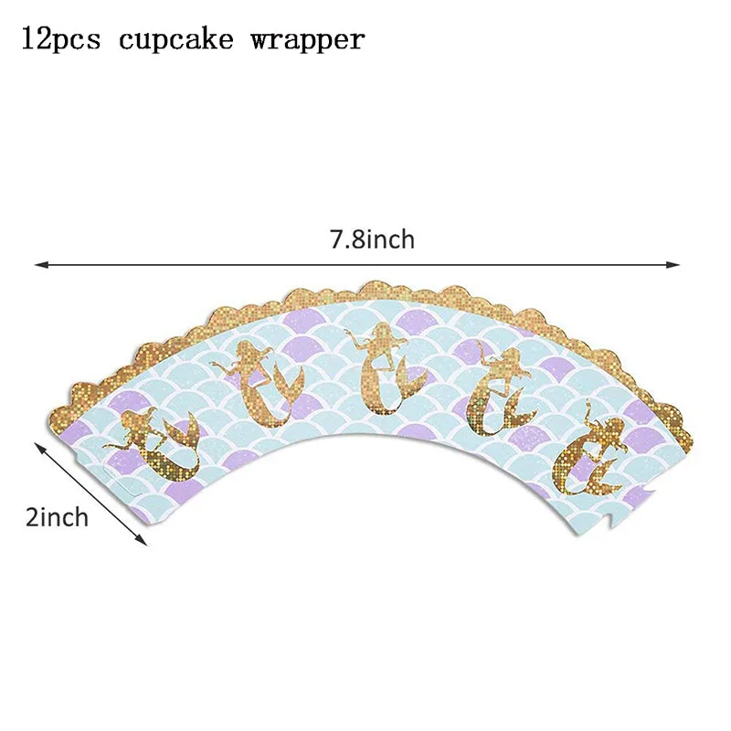 MMD cake wrapper Вечерние бумажные тарелки и стаканы с изображением русалки, баннеров, соломинки под морем, одноразовые столовые приборы, набор детских принадлежностей для украшения дня рождения - Цвет: MMD cake wrapper