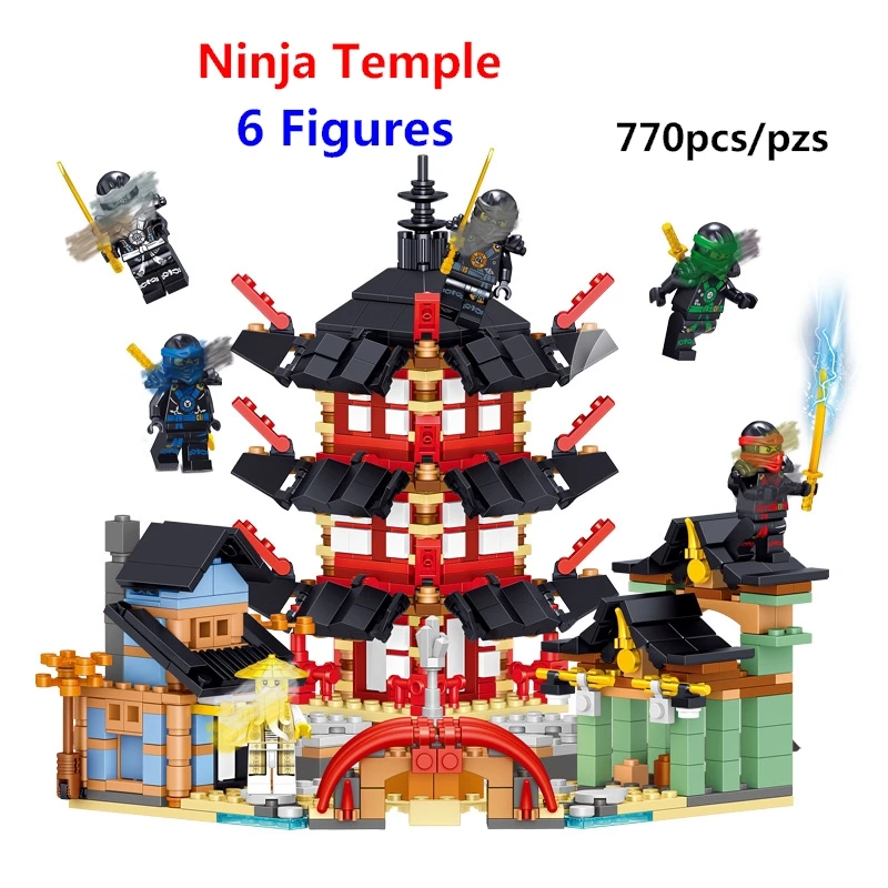 Новинка 770 шт БРИКС ниндзя Храмовая модель Kai Jay Zane Cole Lloyd 6 фигурки совместимы с Lego
