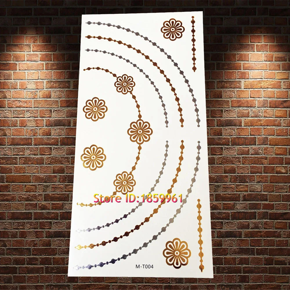 1 шт. блестящая металлическая временная татуировка женский боди-арт нарукавник