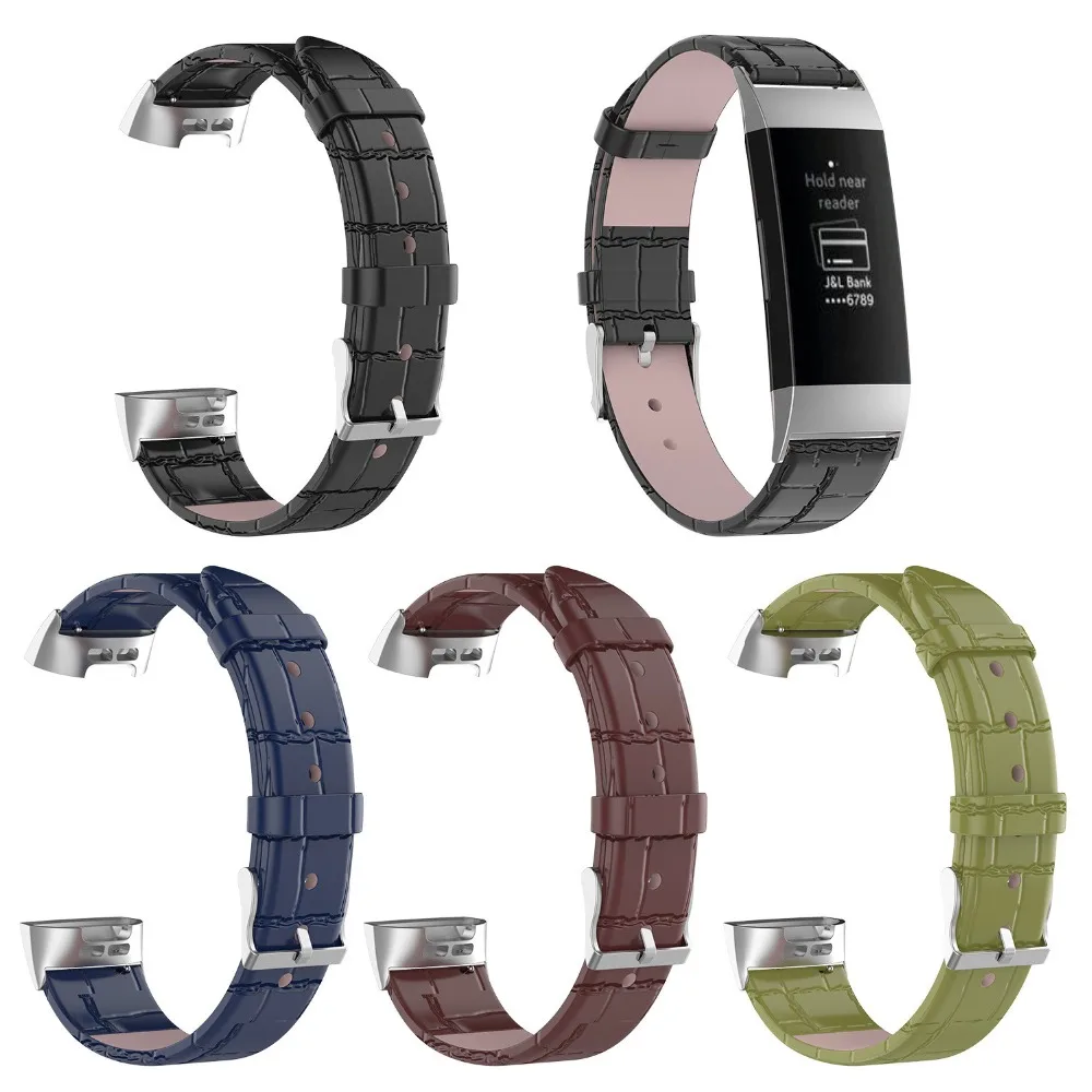 Классический Браслет из натуральной кожи для Fitbit Charge 3 полос для мужчин и женщин Замена t с разъемом из нержавеющей стали 10,12