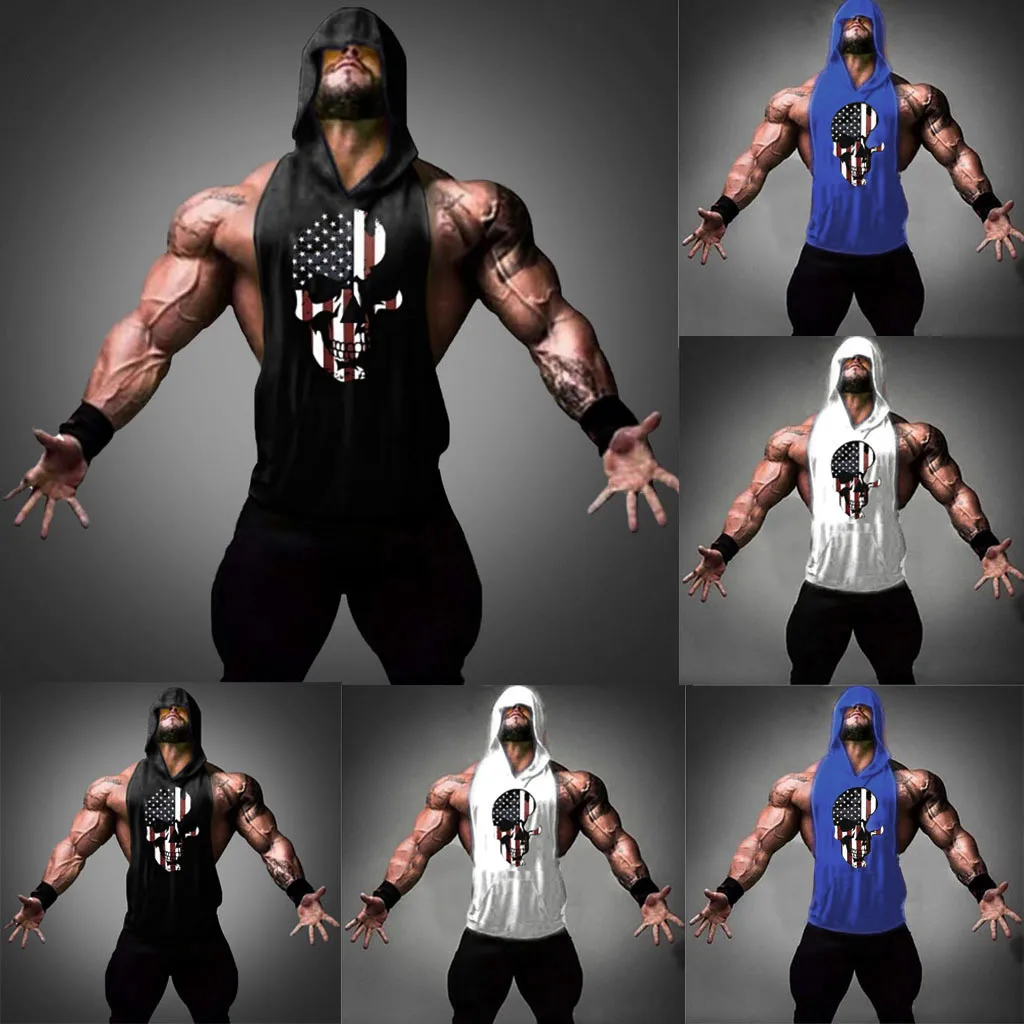 Новинка 2019 топы с черепами Бодибилдинг Спортивная майка для фитнеса мужская Golds