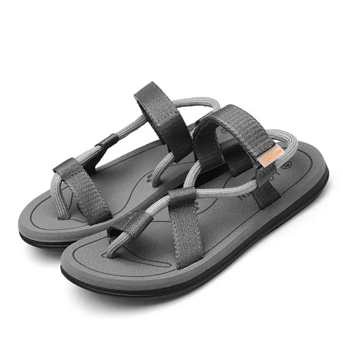 Grey Мужские сандалии; Sandalias Hombre; сандалии-гладиаторы для мужчин; летняя пляжная обувь в римском стиле; Вьетнамки; шлепанцы на плоской подошве; шлепанцы без задника - Цвет: Grey