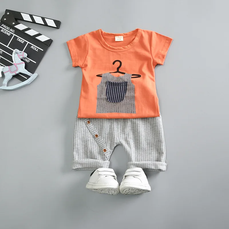 2019 Baby Boy Girl Clothing Set High Quality Short sleeve print top shorts two-piece suit New Team Summer boys T-shirt | Детская одежда