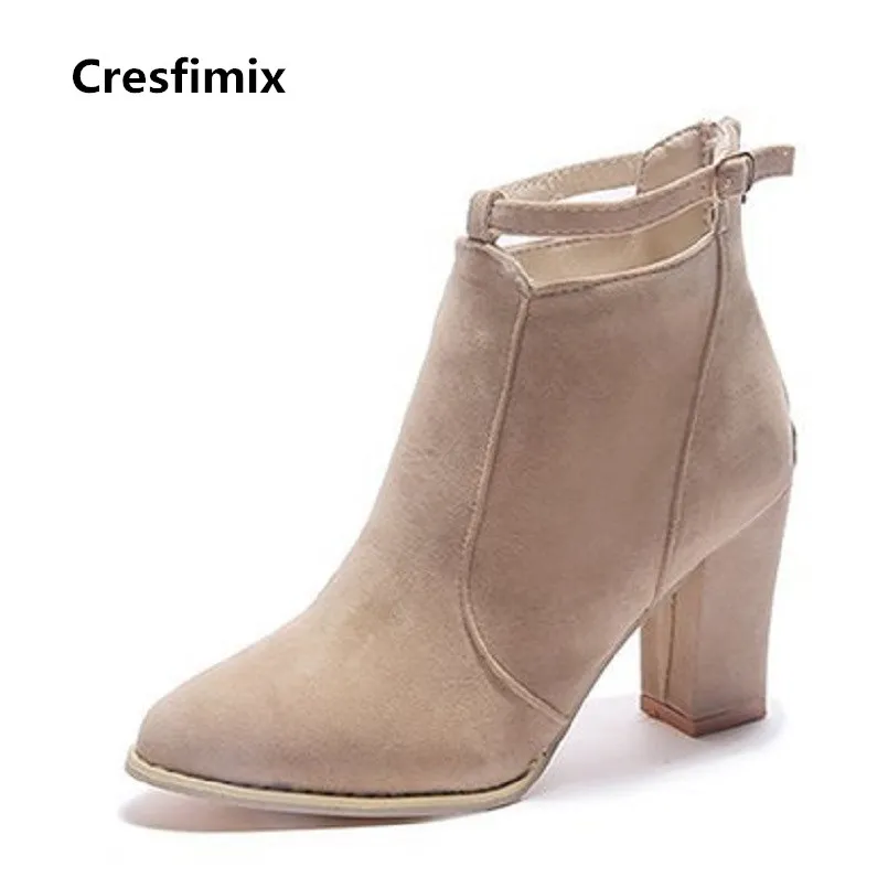 Cresfimix botas femininas женские модные ботинки martin бежевого цвета размера плюс стильные