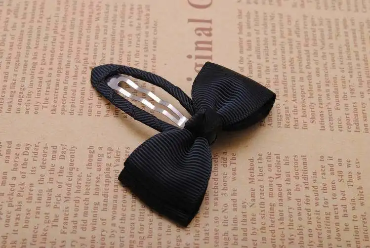 Black Hairclips 2 шт./партия, защелкивающиеся зажимы для волос, 2 1/4 дюйма, Высококачественная Милая корсажная лента, бант, девушка шпилька, детские головные уборы - Цвет: Black Hairclips
